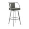 Armen Living Livingston 30" Gray Faux Leather and Brushed Stainless Steel Swivel Bar Stool LCLVBABSGR30 - alternate 1